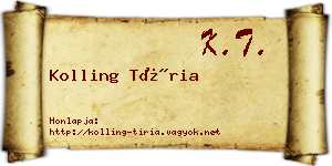 Kolling Tíria névjegykártya